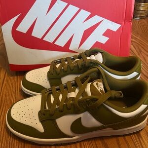 Nike Pacific Moss and White Dunks